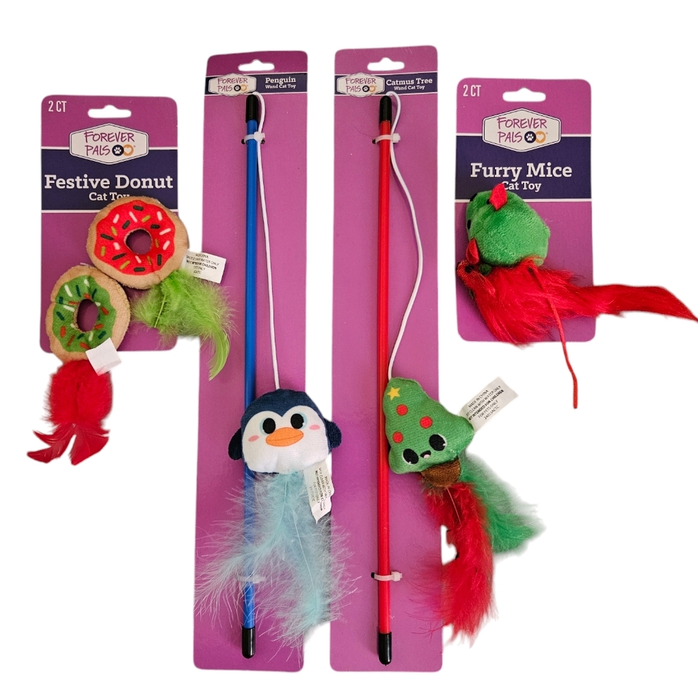 NWT Forever Pals Holiday/Christmas 4-Pack Cat Toys